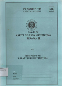 MA-4272 Kapita Selekta Matematika Terapan II